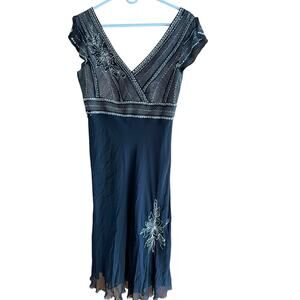 Pearce Fionda Silver Beaded Dress